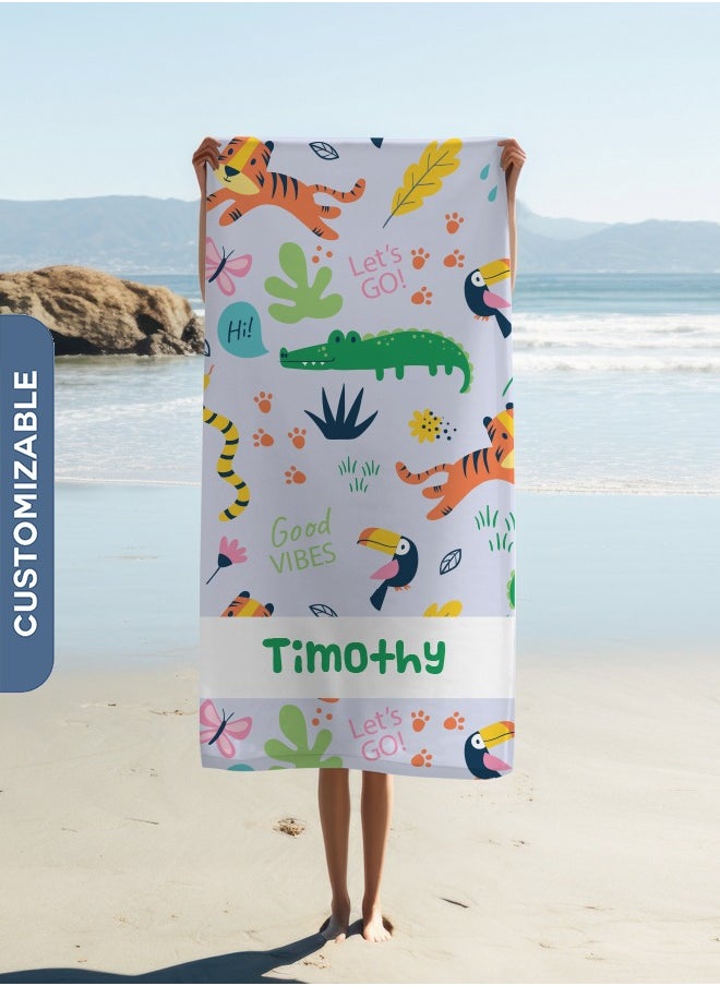 Personalised Beach Towel - Animals Design - Let's go Good Vibes Towel (90x180cm)