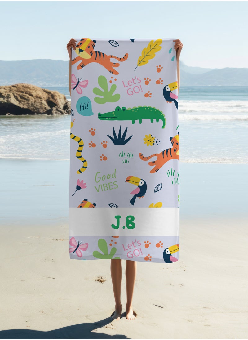 Personalised Beach Towel - Animals Design - Let's go Good Vibes Towel (90x180cm)