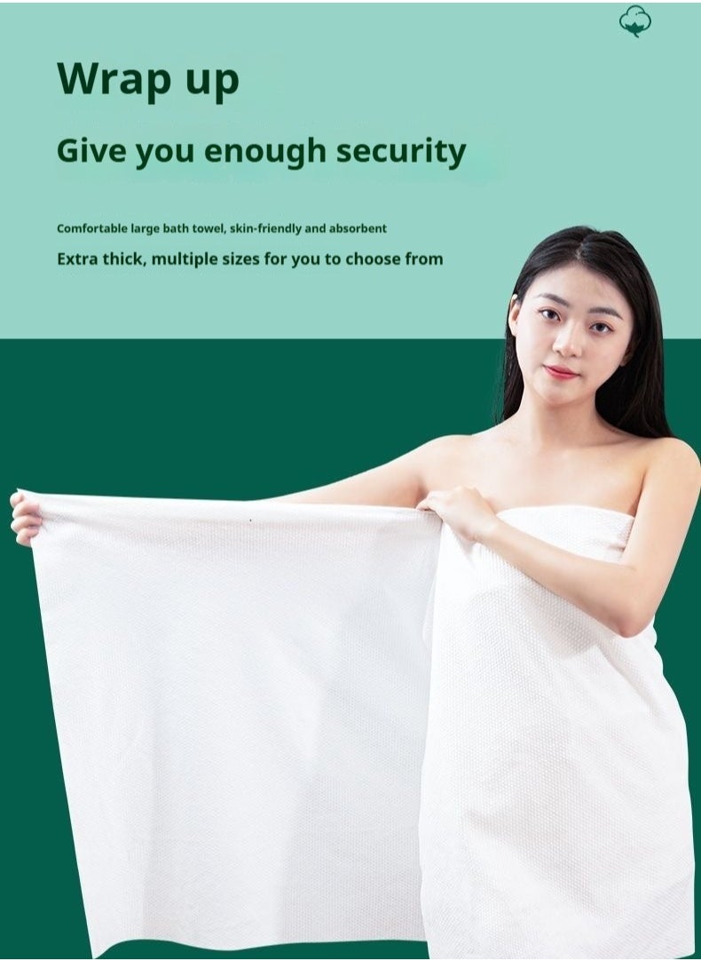 Disposable Bath Towel, 5 Individually Packed, White Large Body Camping Towel, Quick Drying Disposable Towel, Thickened Absorbent 70CM*140CM, Travel Shower Hiking Backpack Bathroom Convenient to Use