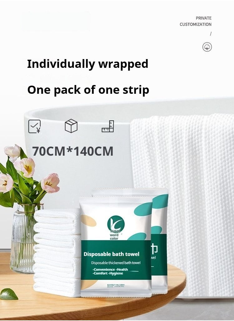 Disposable Bath Towel, 5 Individually Packed, White Large Body Camping Towel, Quick Drying Disposable Towel, Thickened Absorbent 70CM*140CM, Travel Shower Hiking Backpack Bathroom Convenient to Use