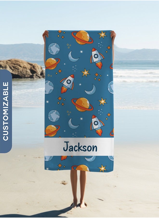 Personalised Space Print Beach Towel (70x140cm)