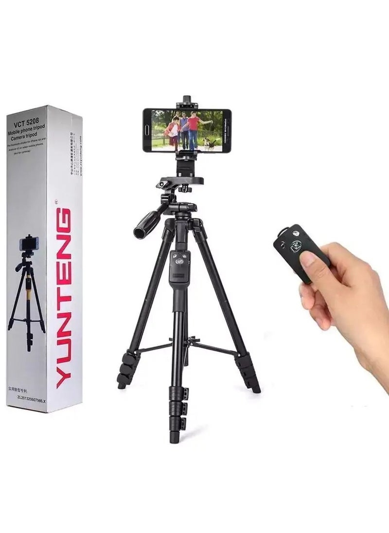 VCT-5208 Portable Tripod Stand With Remote Shutter Black