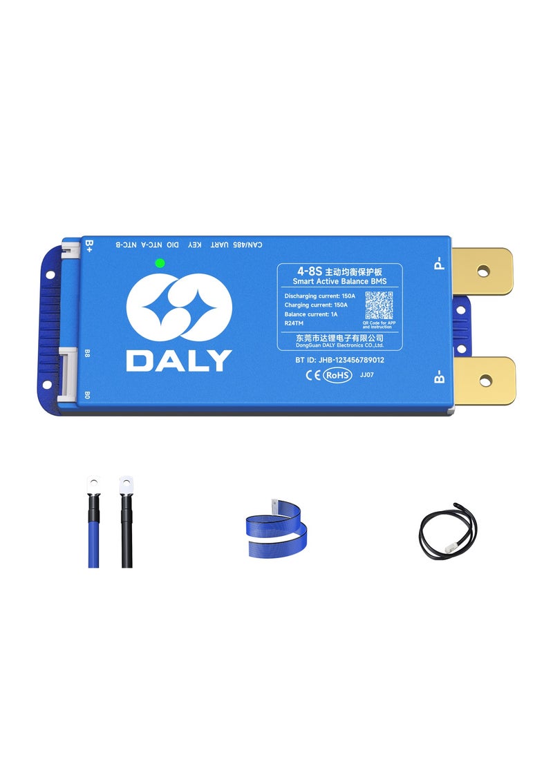 DALY Smart Active Balance BMS 150A to 200A 4S-24S UART & CAN/RS485 Protection Board with Build-in Bluetooth and NTC for LFP/NCM/LTO Lithium Battery Pack