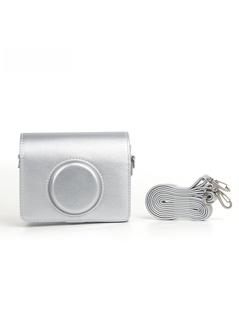 Retro PU Leather Polaroid Mini EVO Camera Case Silver