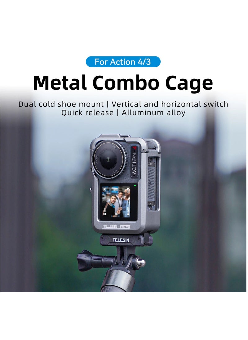 Aluminium Alloy Frame Case For DJI ACTION 4 3 Metal Cage Quick Release Mount with Cold Shoe Full Protective Frame Case