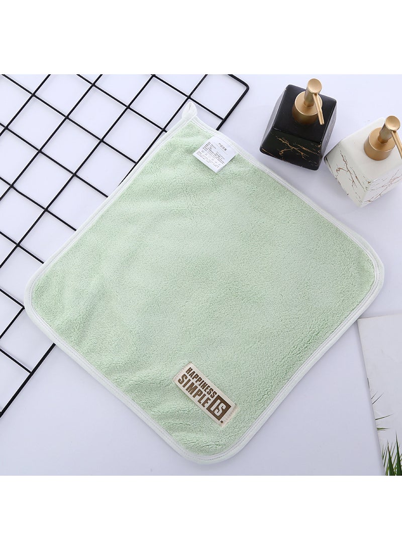 High density double-sided coral fleece factory wholesale thickened square towel soft absorbent lint-free household face towel cleaning Grass Green