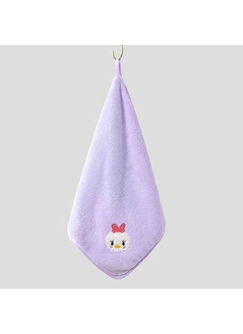 Cute Embroidered Baby Face Towel Soft Absorbent Coral Fleece Daisy Duck purple [single strip]]