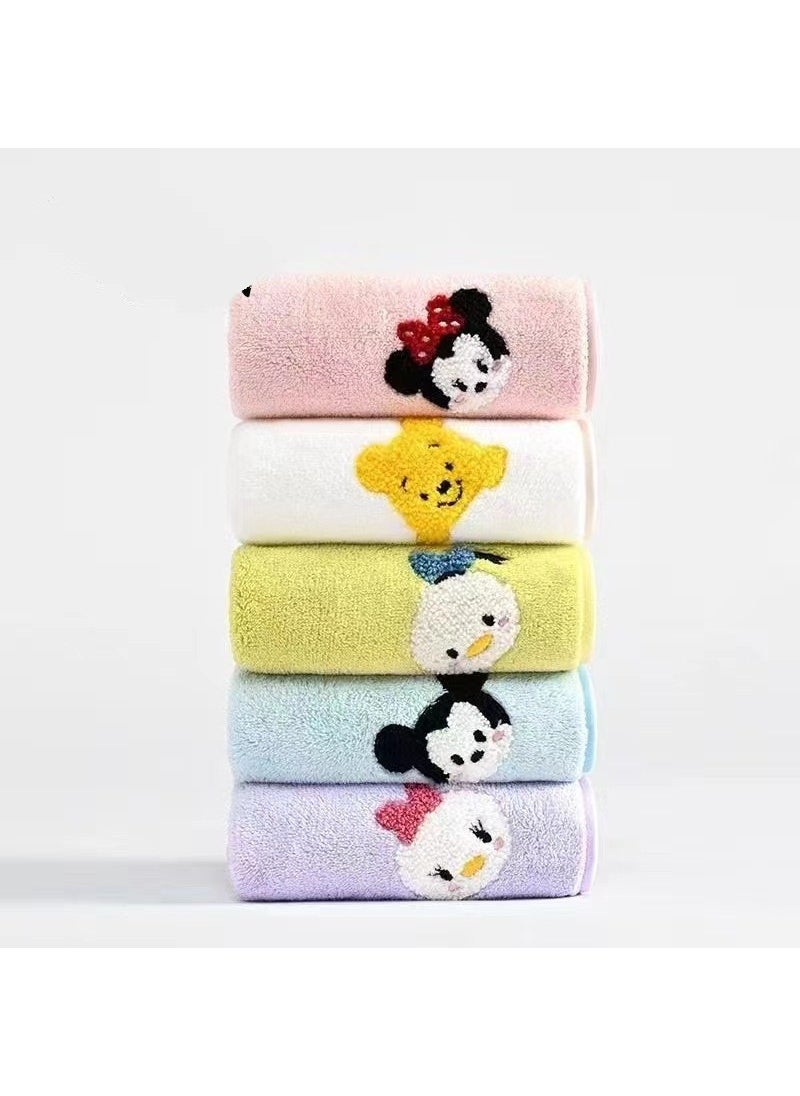 Cute Embroidered Baby Face Towel Soft Absorbent Coral Fleece Mickey 5 Pack [no gift box] bag