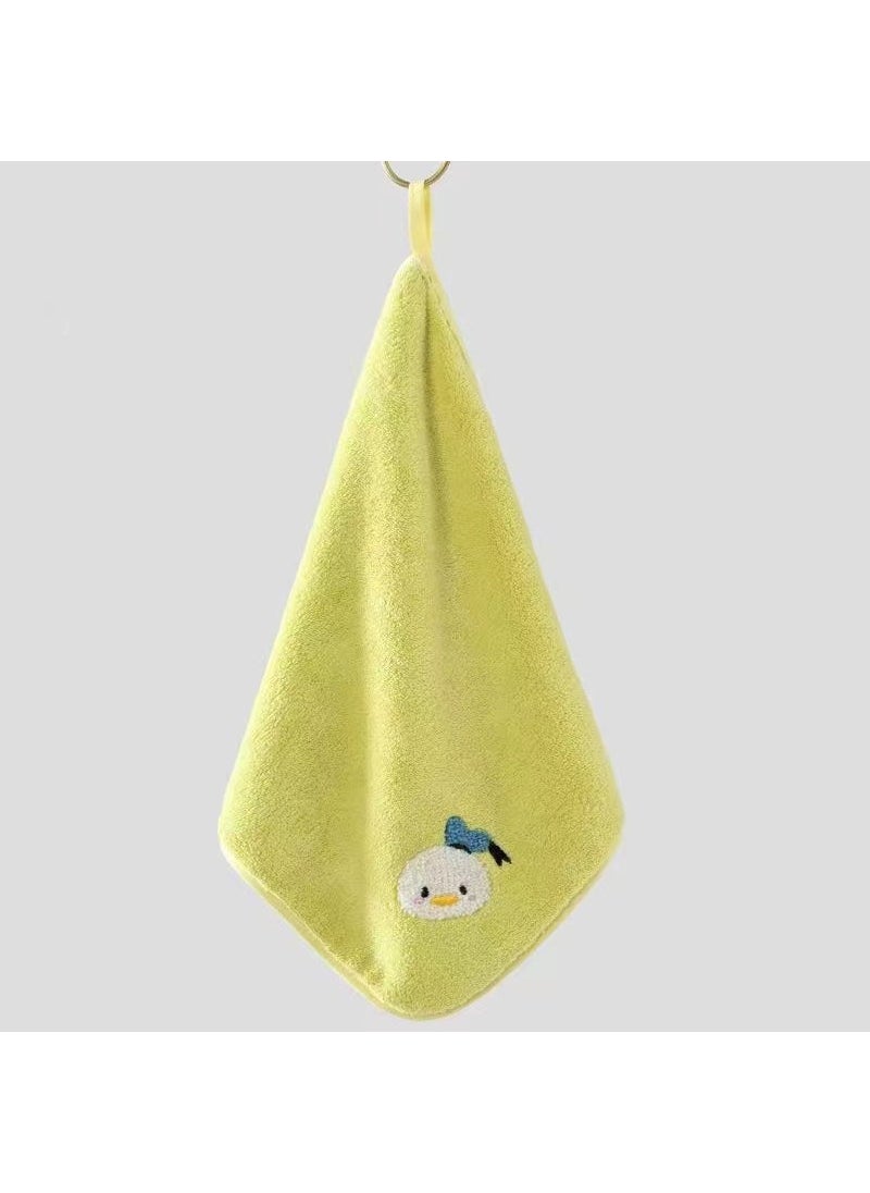 Cute Embroidered Baby Face Towel Soft Absorbent Coral Fleece Donald Duck Green [single]]