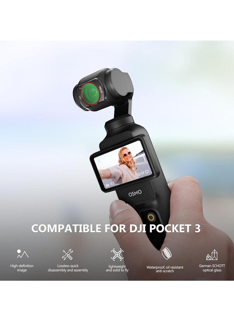 Pocket 3 CPL Filter, Magnetic Lens Filter Compatible for DJI Osmo Pocket 3 Creator Combo-Aluminum Version