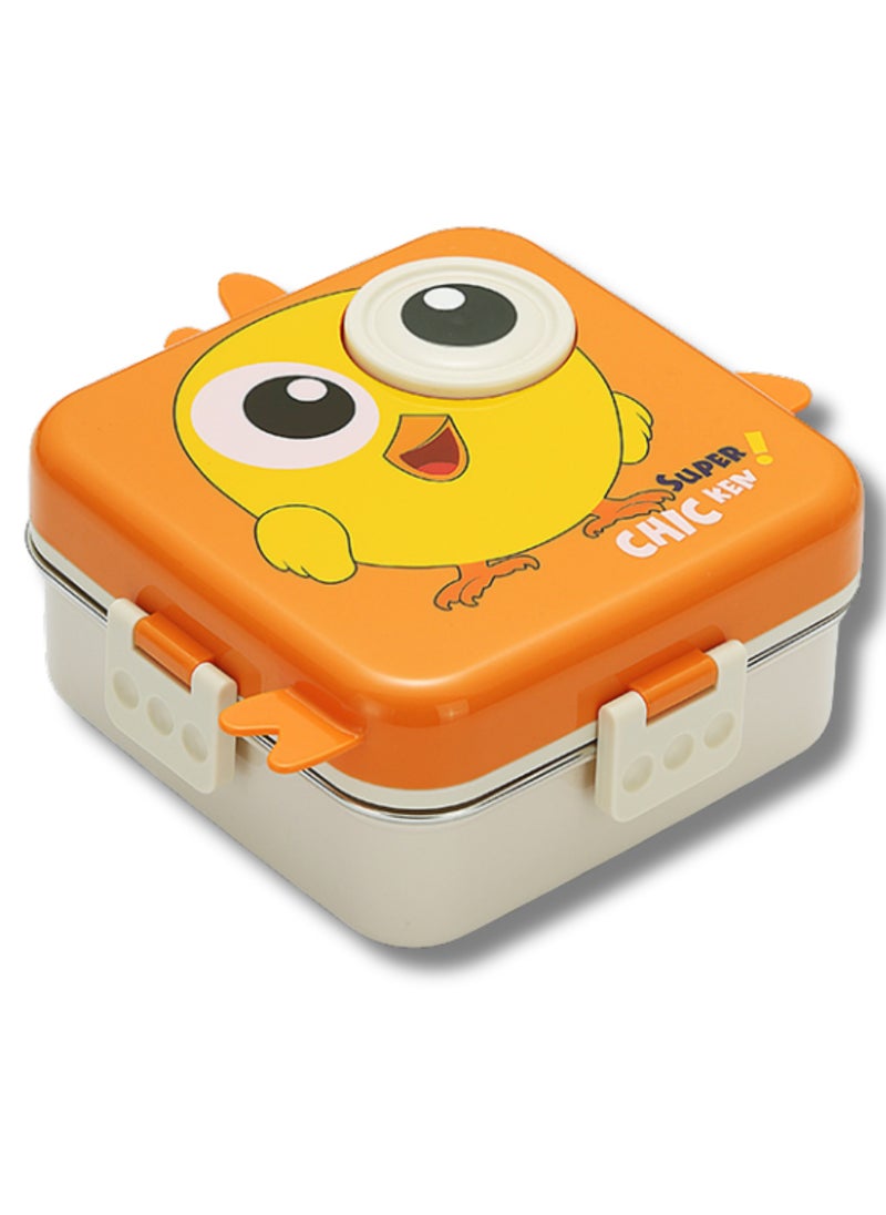 Twisoo Super Chicken Kids Insulated Lunch Box - 1120ml, Stainless Steel, Leakproof Double Decker Bento with Spoon & Soup Bowl, Dishwasher Safe