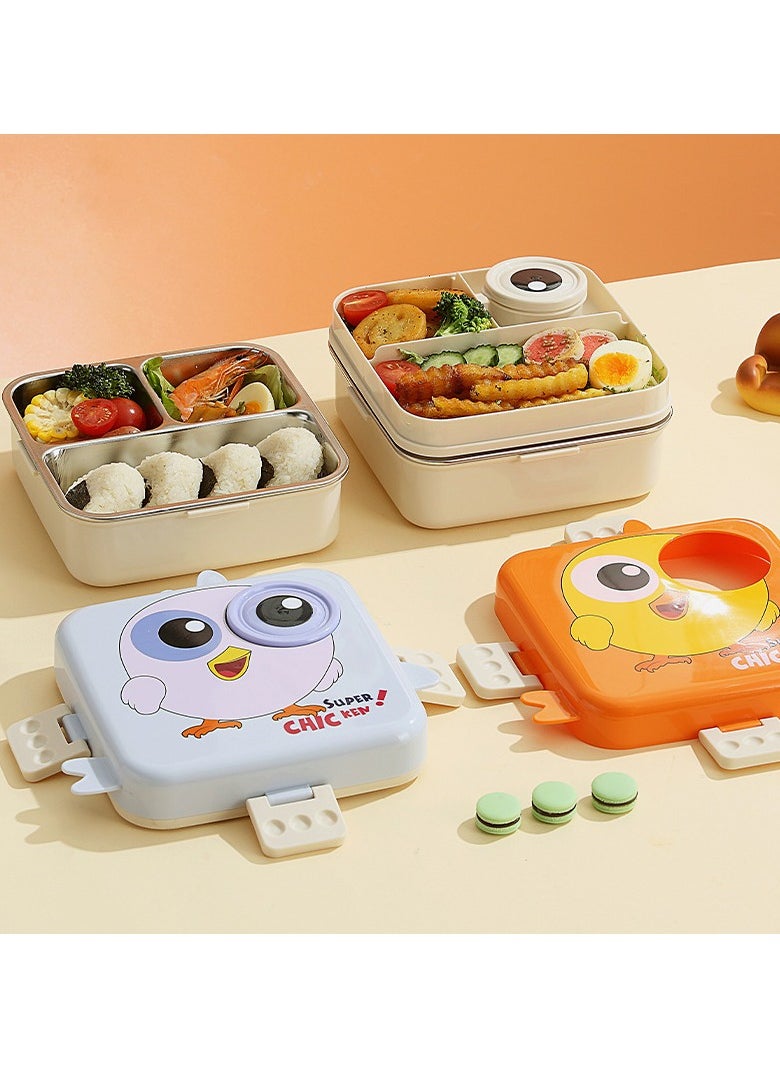 Twisoo Super Chicken Kids Insulated Lunch Box - 1120ml, Stainless Steel, Leakproof Double Decker Bento with Spoon & Soup Bowl, Dishwasher Safe