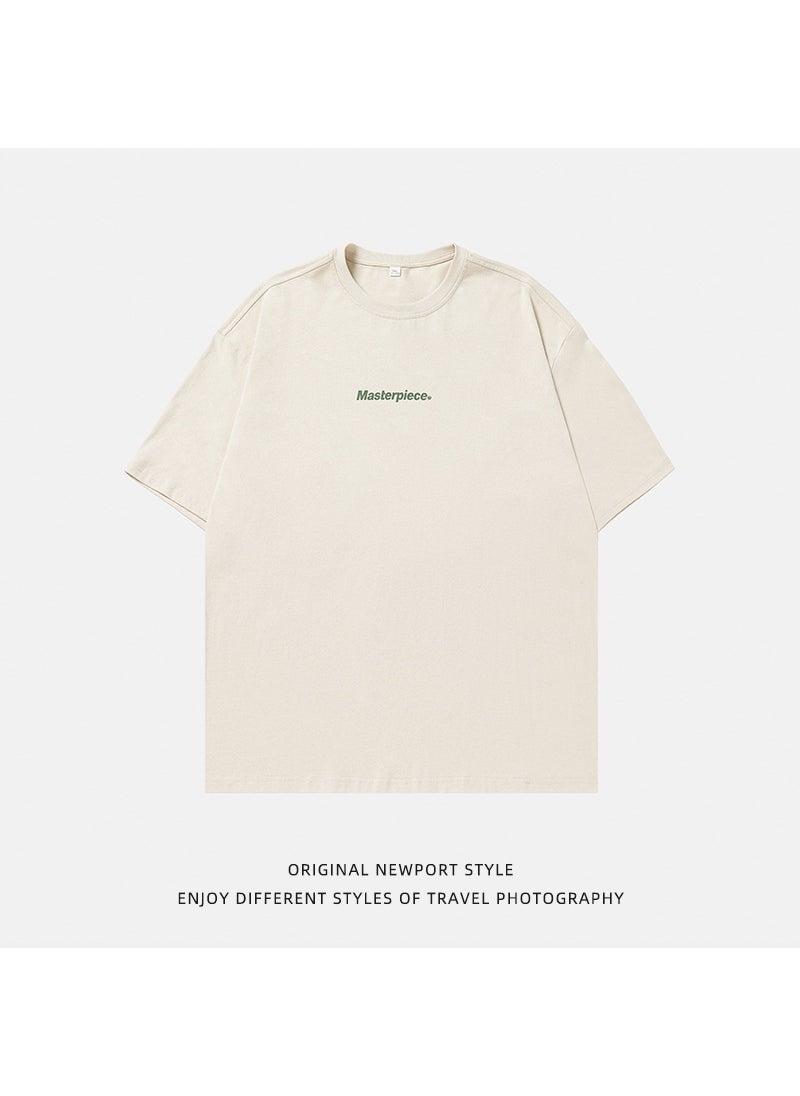 Hanlu Retro Print Unisex Tee Khaki