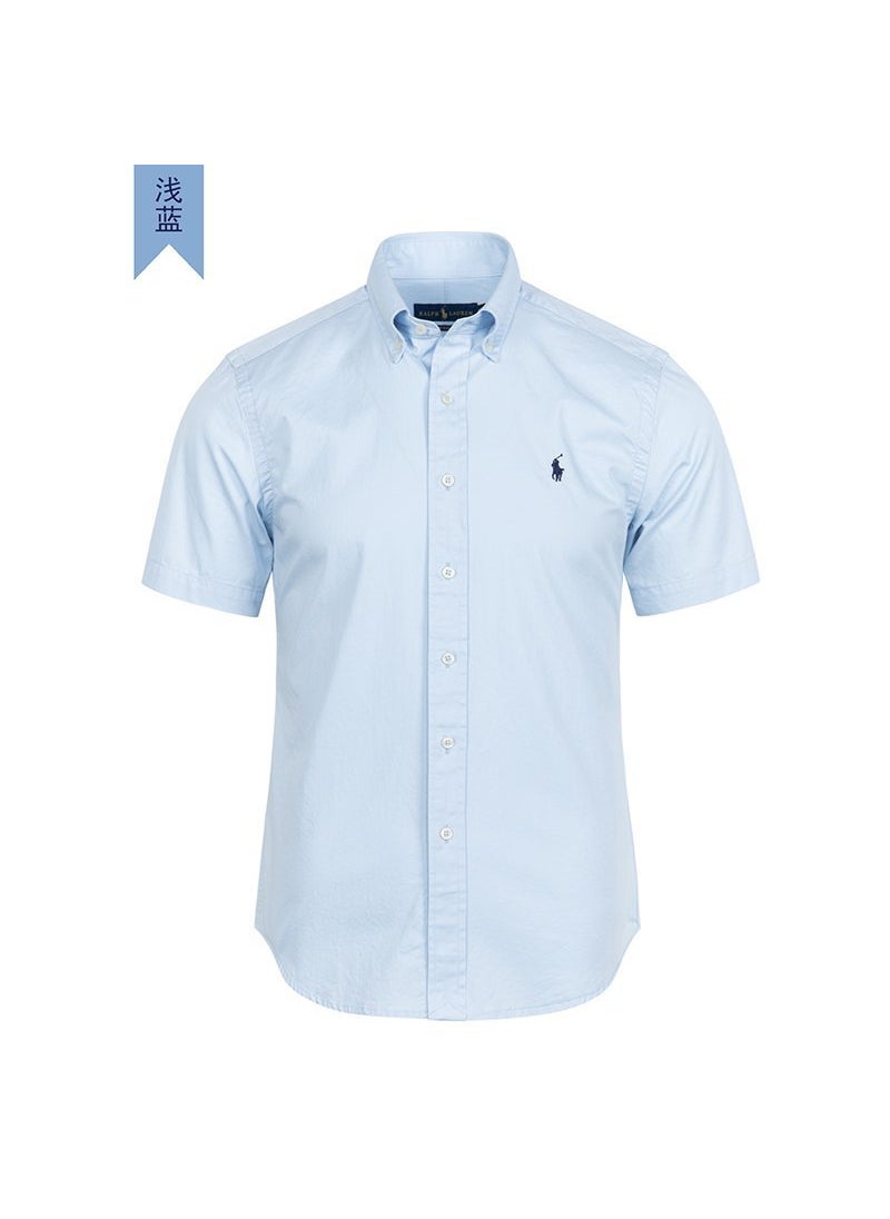 Pure Cotton Embroidered Mens Polo Shirt Sky Blue