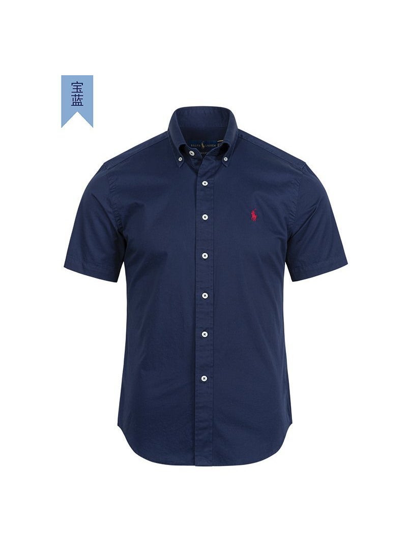 Pure Cotton Embroidered Mens Polo Shirt Navy blue