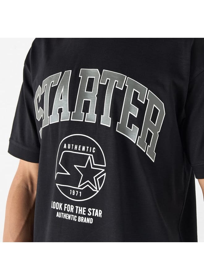 Starter Print Crew Neck T-shirt with Short Sleeves
