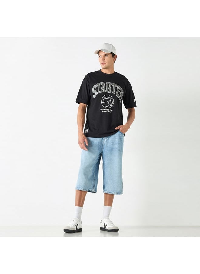 Starter Print Crew Neck T-shirt with Short Sleeves