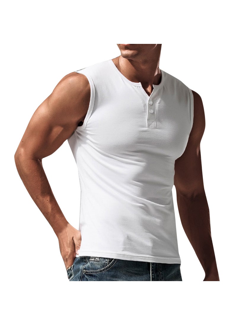 Mens sleeveless T-shirt cross-border foreign trade leisure sports basic short-sleeved lightweight T-shirt vest new factory direct sales White