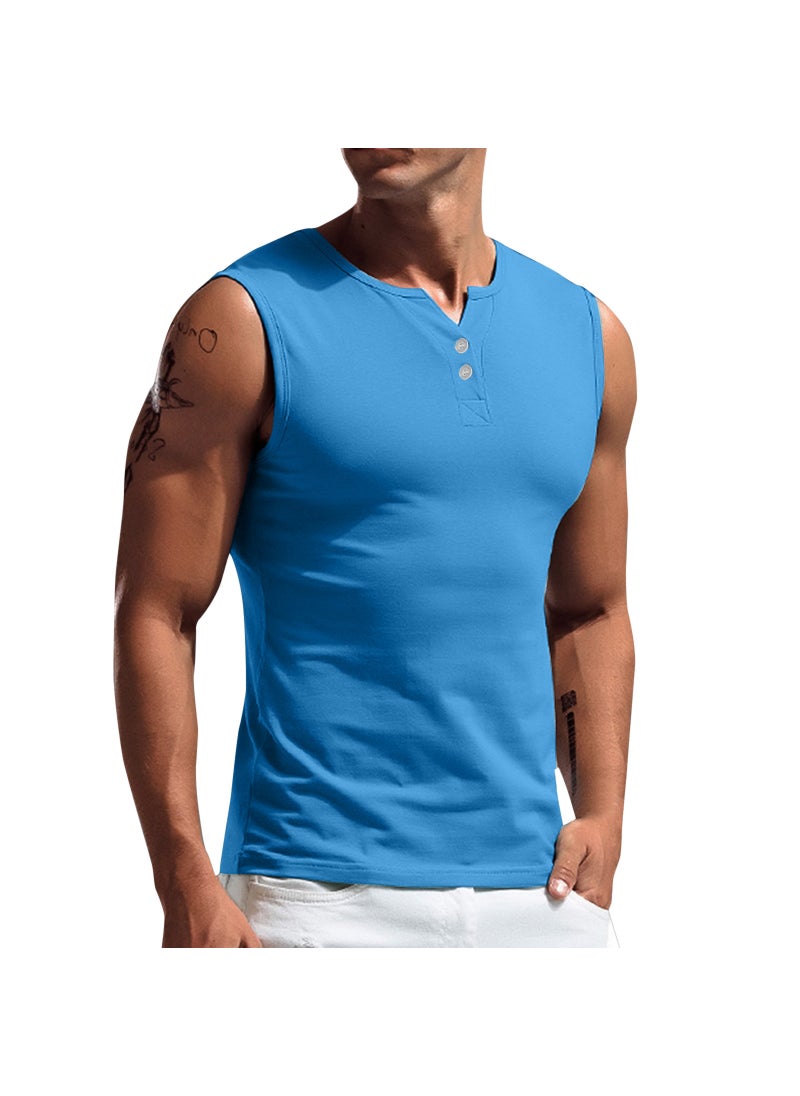 Mens sleeveless T-shirt cross-border foreign trade leisure sports basic short-sleeved lightweight T-shirt vest new factory direct sales Black