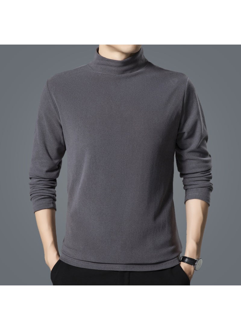 New Velvet Long Sleeve Mens Double-Sided T-Shirt Autumn Coffee