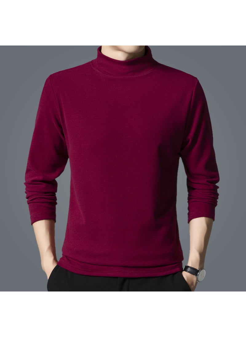 New Velvet Long Sleeve Mens Double-Sided T-Shirt Autumn Coffee