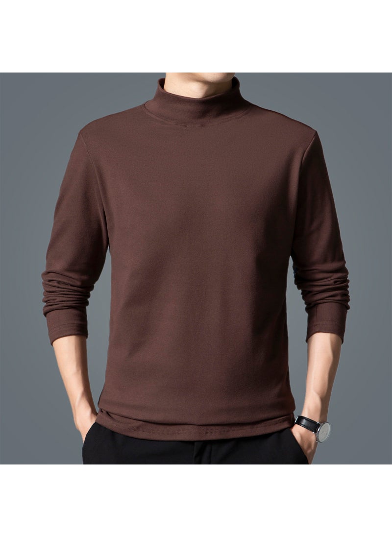 New Velvet Long Sleeve Mens Double-Sided T-Shirt Autumn Wine red