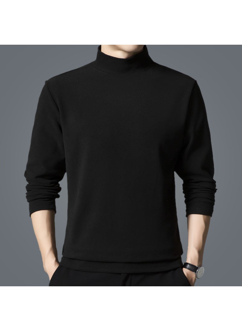 New Velvet Long Sleeve Mens Double-Sided T-Shirt Autumn Black