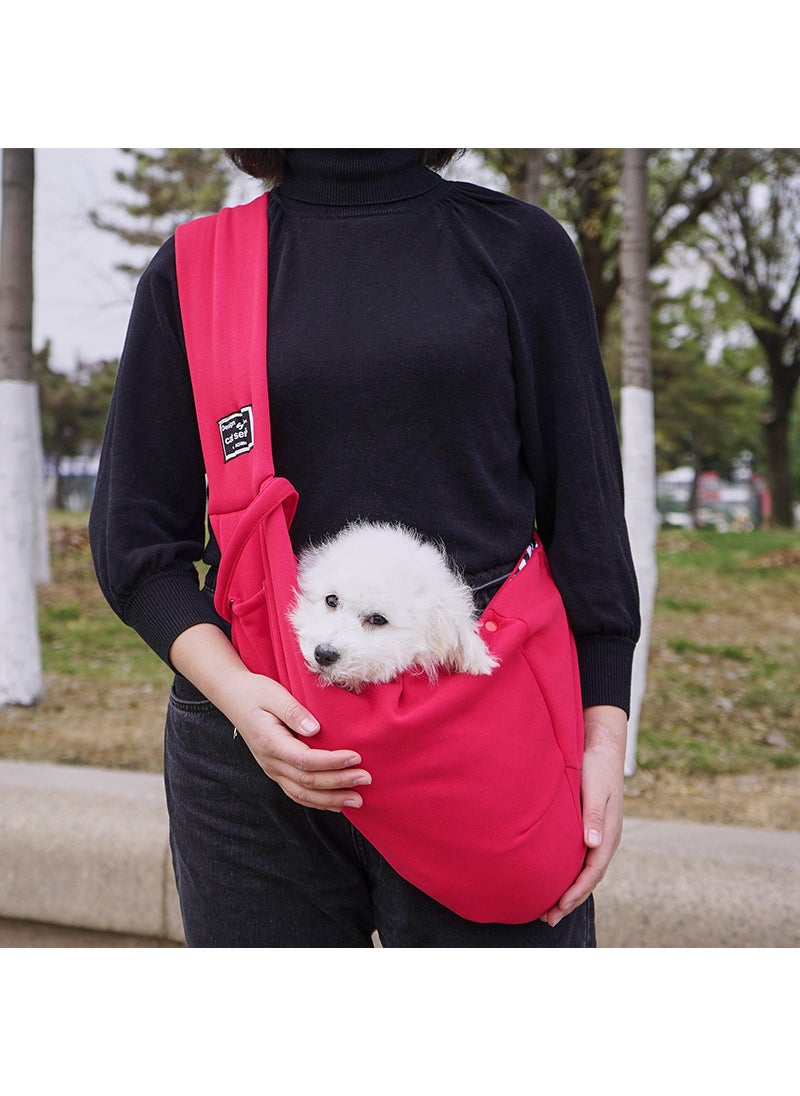 New pet bag, portable foldable net bag within 13kg, breathable thin crossbody cat bag for shopping and shopping Red (with net pocket)