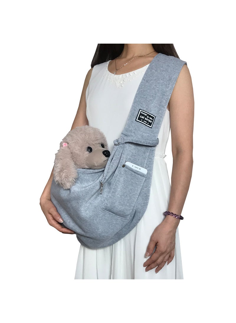 Large Capacity Dog Sling Bag Grey Polyester Shoulder Bag with Cell Phone Pocket