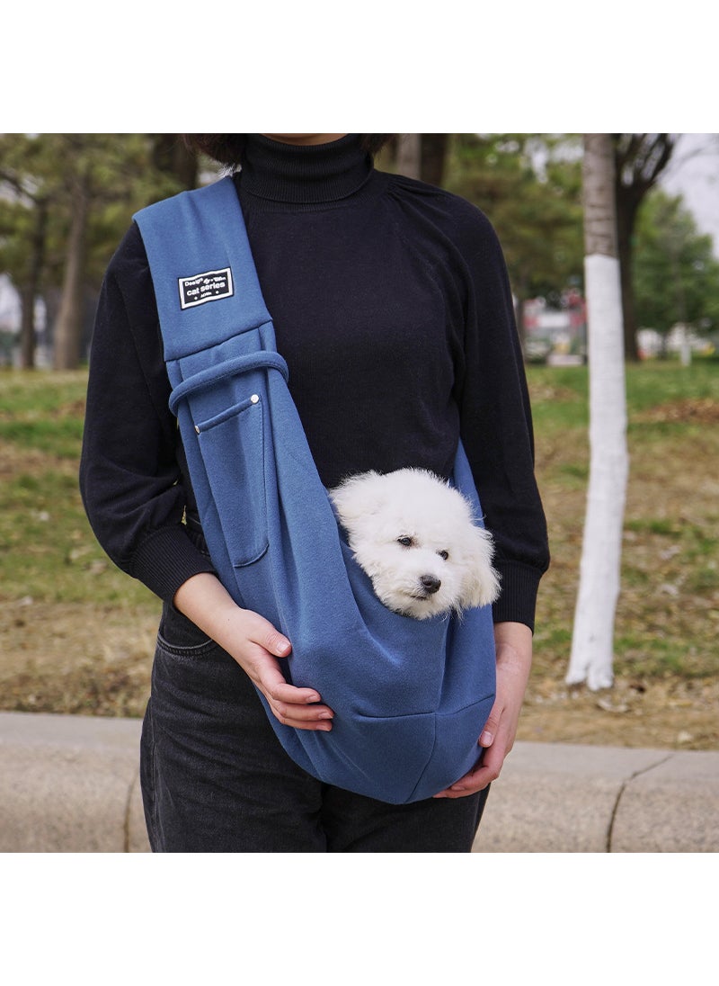 Large Capacity Dog Sling Bag Ink blue polyester shoulder bag with cell phone pocket