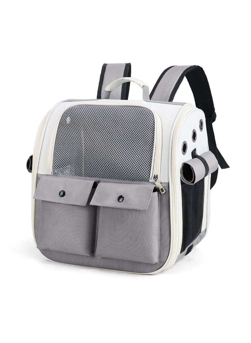 Portable Breathable Cat Carrier Backpack Four Gray