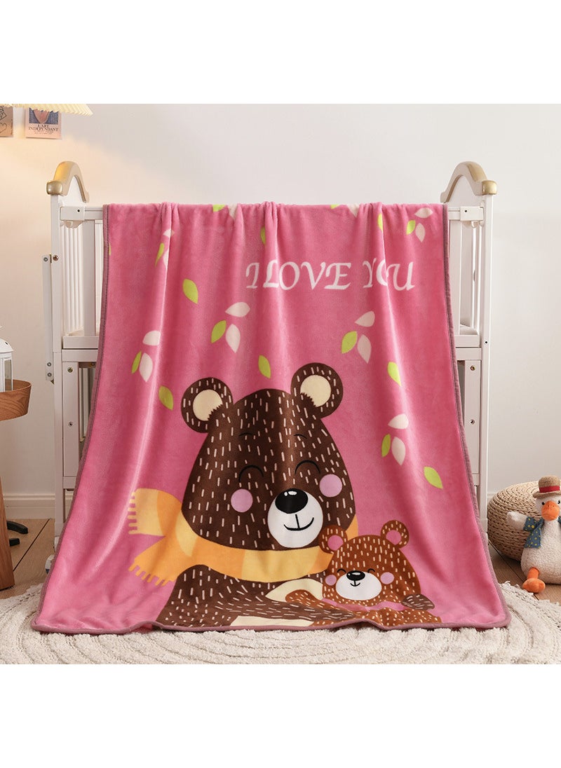 Cartoon Flannel Kids Blanket Summer AC Nap Throw LOVE the bear.