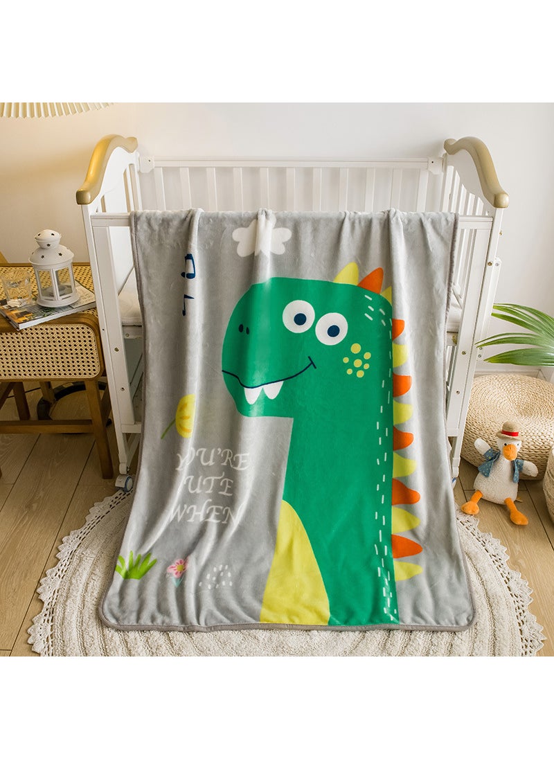 Cartoon Flannel Kids Blanket Summer AC Nap Throw Dinosaurs