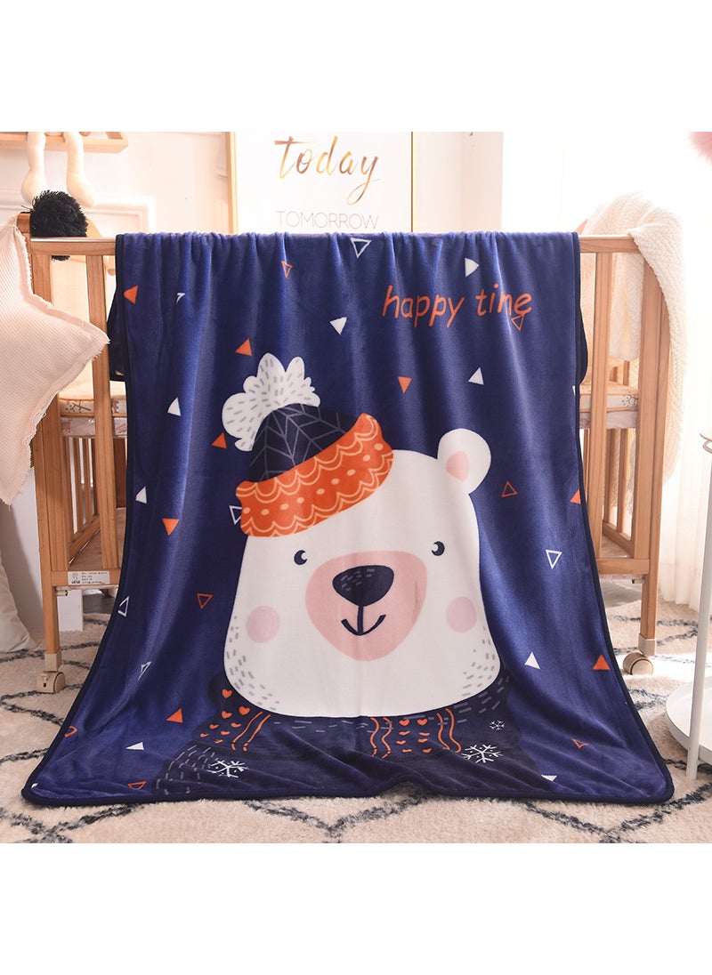 Cartoon Flannel Kids Blanket Summer AC Nap Throw Hi bear.