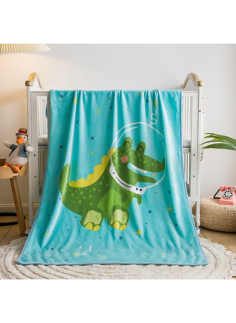 Cartoon Flannel Kids Blanket Summer AC Nap Throw Crocodile