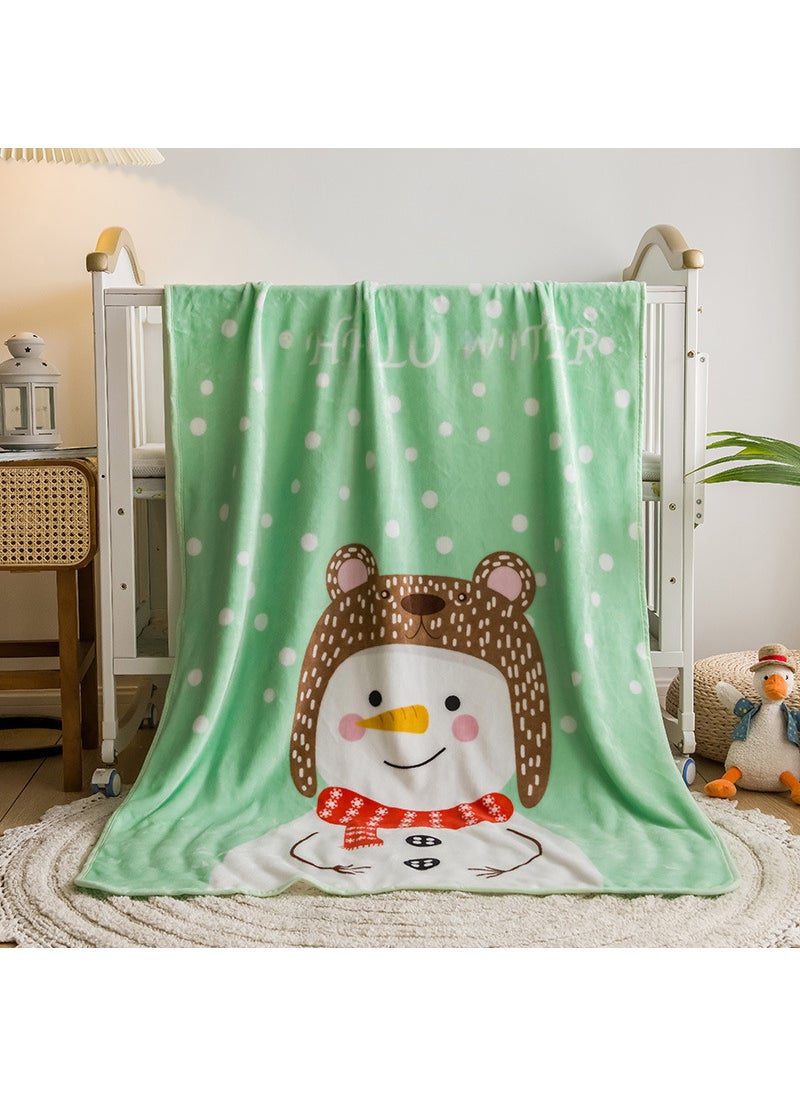 Cartoon Flannel Kids Blanket Summer AC Nap Throw Snowman