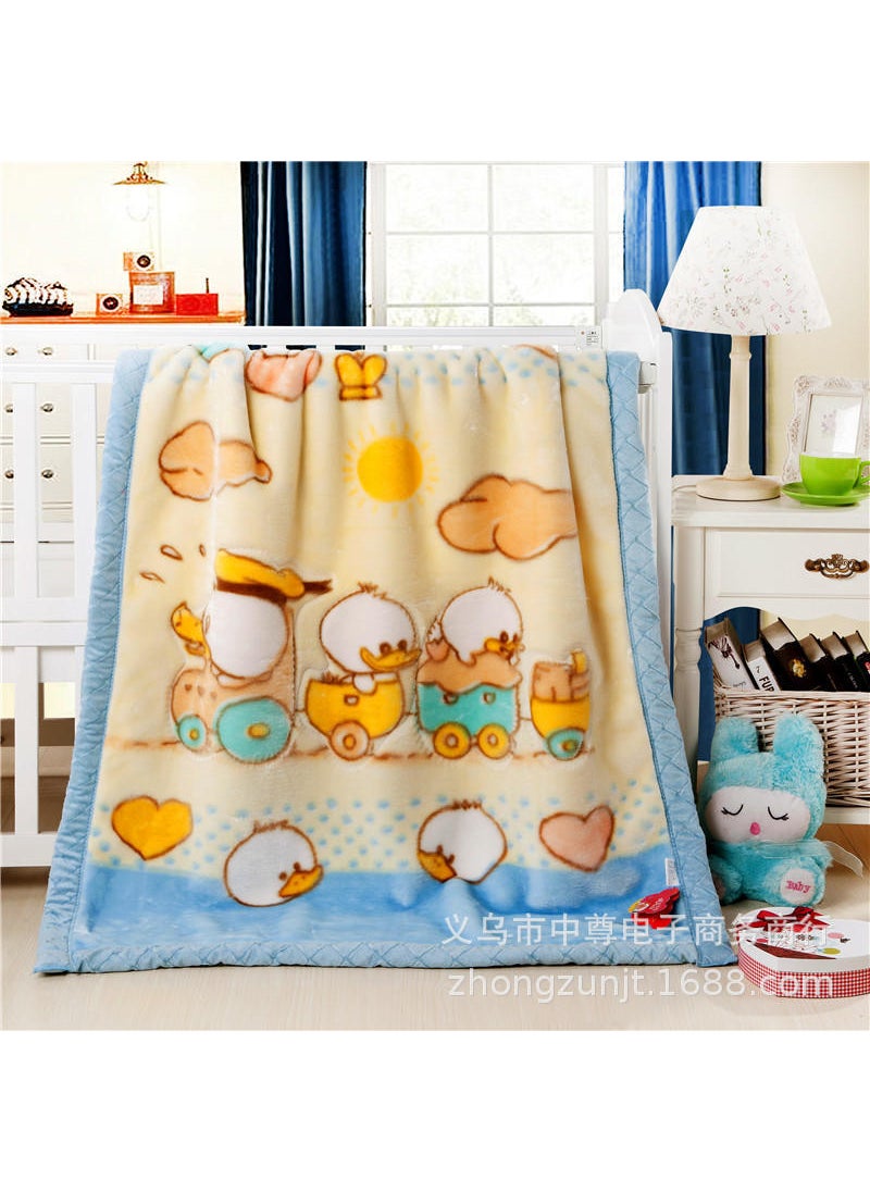 Childrens Blanket Raschel Blanket Baby Blanket Thickened Baby Blanket Thickened Blanket Thickened Warm Small Hair Blanket Blue duckling