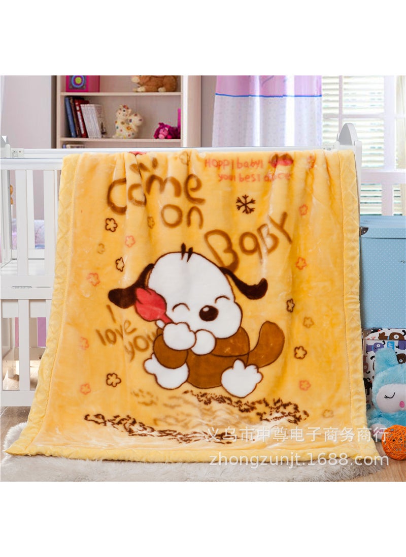 Childrens Blanket Raschel Blanket Baby Blanket Thickened Baby Blanket Thickened Blanket Thickened Warm Small Hair Blanket Little Yellow Dog