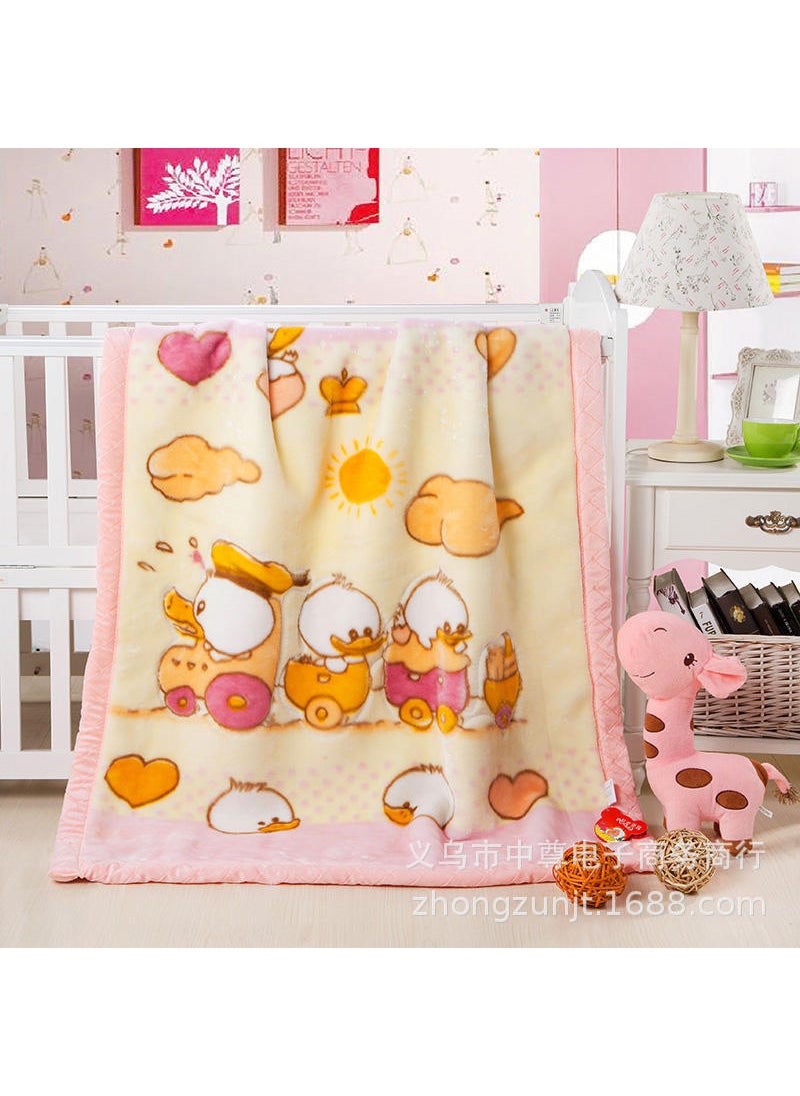 Childrens Blanket Raschel Blanket Baby Blanket Thickened Baby Blanket Thickened Blanket Thickened Warm Small Hair Blanket Pink duckling