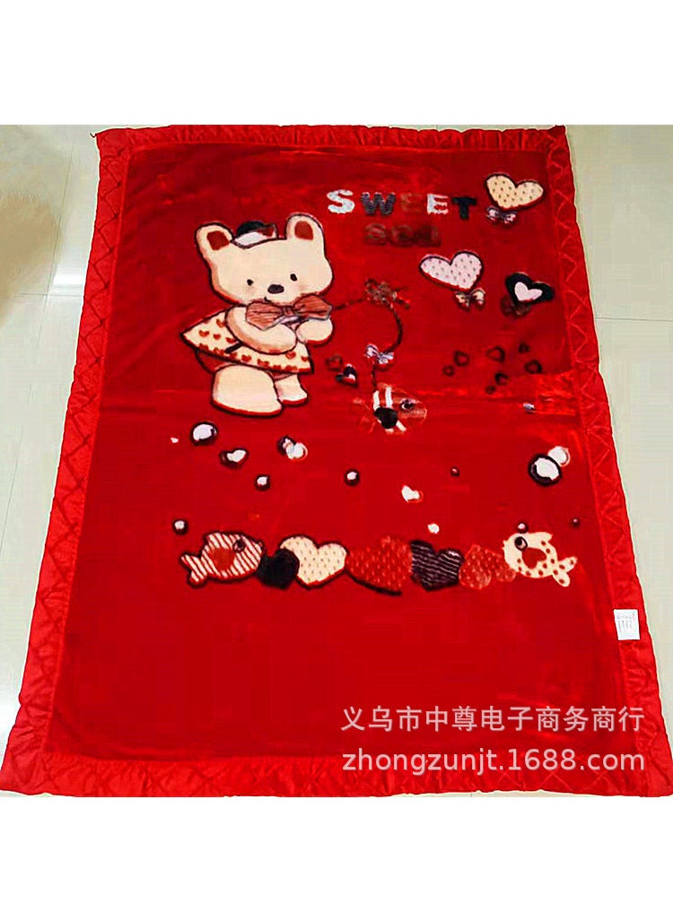 Childrens Blanket Raschel Blanket Baby Blanket Thickened Baby Blanket Thickened Blanket Thickened Warm Small Hair Blanket Big Red Kitten Fishing