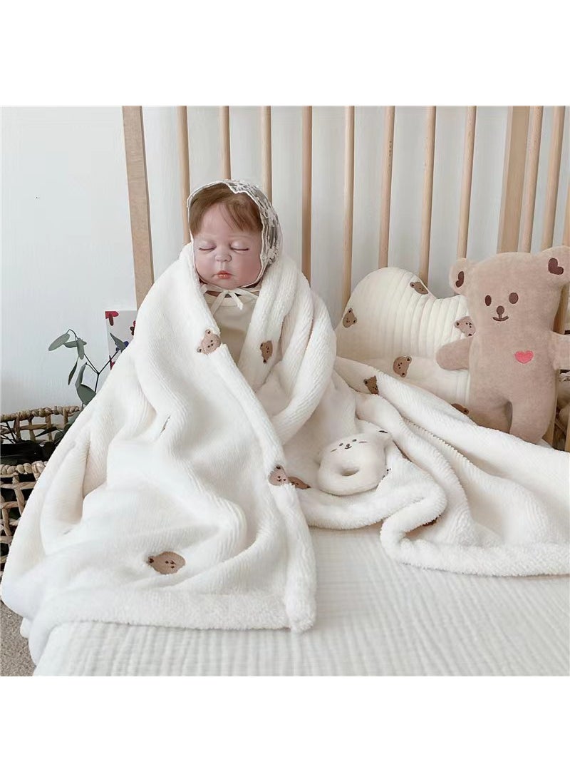 Korean Ins New Baby Fleece Blanket Holding Blanket Holding Blanket for Baby and Children Going Out Blanket for Autumn and Winter Cover Blanket Little bear blanket