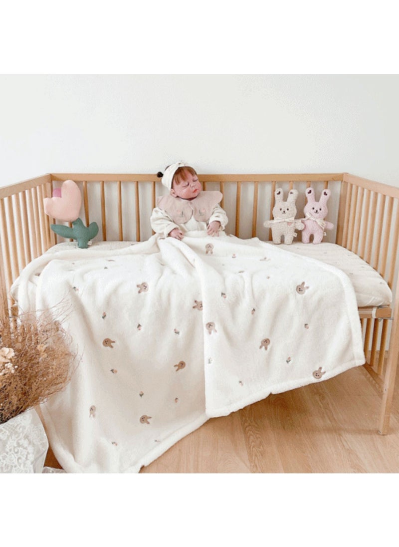 Korean Ins New Baby Fleece Blanket Holding Blanket Holding Blanket for Baby and Children Going Out Blanket for Autumn and Winter Cover Blanket Rabbit Tulip Cover Blanket