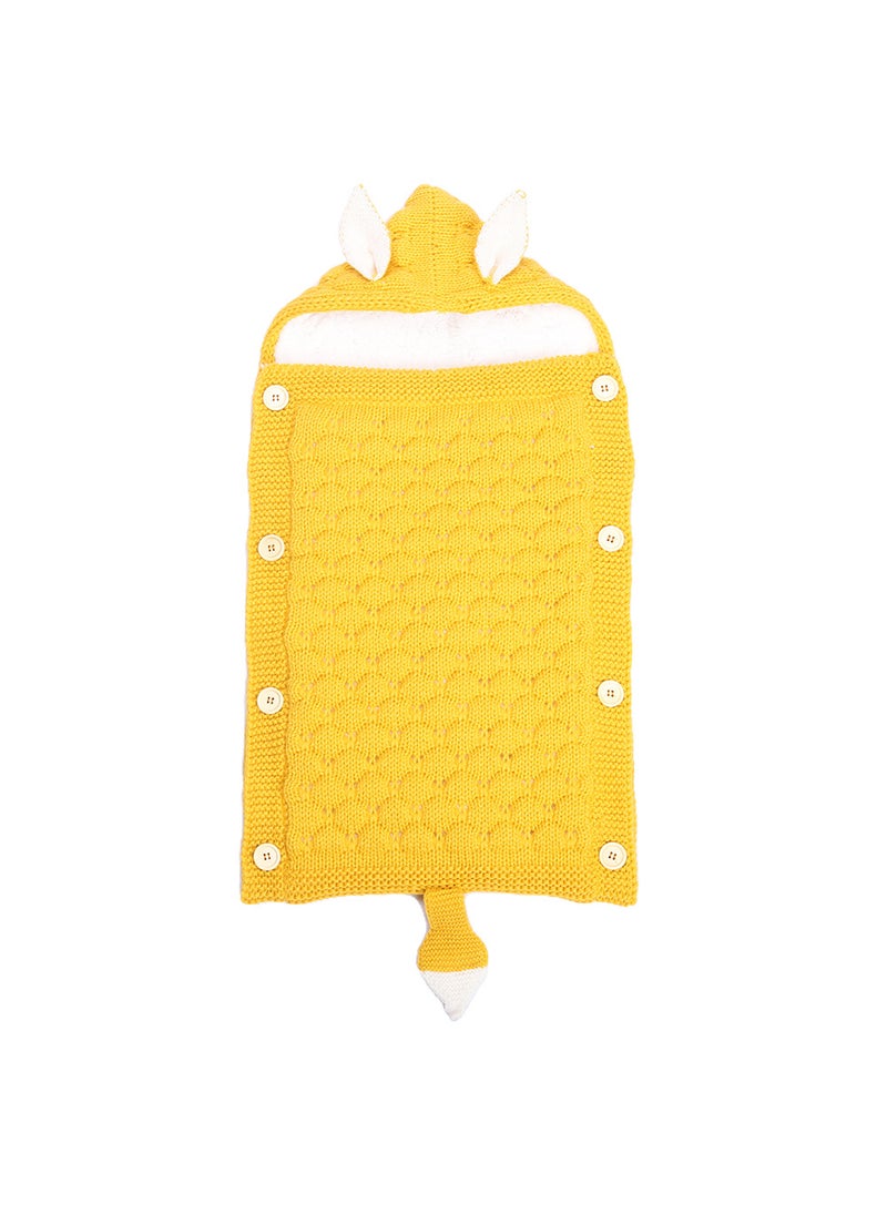 Spring and Autumn Baby Knitted Rabbit Ear Sleeping Bag Photography Props Solid Color Newborn Envelope Kick-proof Swaddle Blanket Turmeric