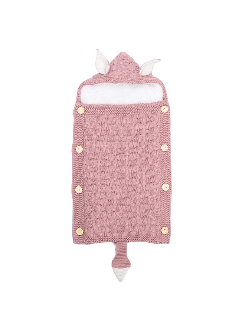 Spring and Autumn Baby Knitted Rabbit Ear Sleeping Bag Photography Props Solid Color Newborn Envelope Kick-proof Swaddle Blanket Leather powder