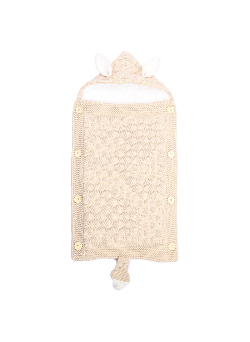 Spring and Autumn Baby Knitted Rabbit Ear Sleeping Bag Photography Props Solid Color Newborn Envelope Kick-proof Swaddle Blanket Beige