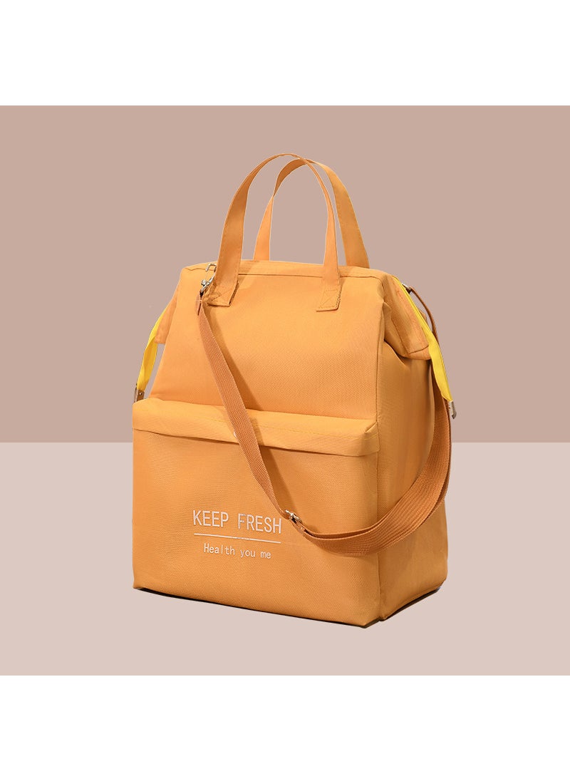 Lunch box handbag insulation bag aluminum foil thickened insulation bag lunch box bag with rice bag shoulder strap hand lunch bag wholesale Orange large with shoulder straps