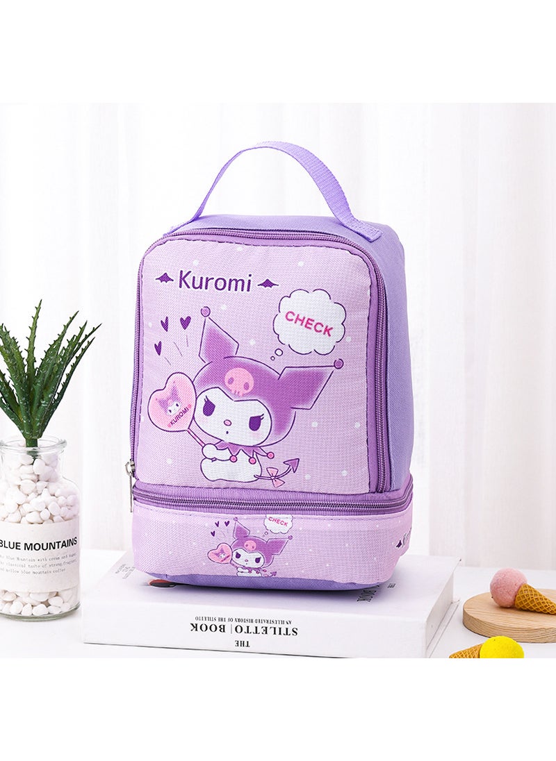 Cartoon Portable Lunch Box Bag Student Double Layer Lunch Bag Childrens Lunch Bag Fruit Snacks Milk Lunch Box Storage Bag No. 22 Kroomie