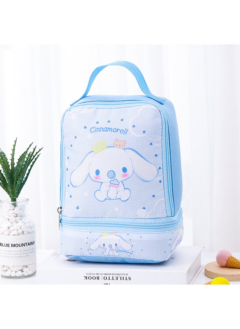 Cartoon Portable Lunch Box Bag Student Double Layer Lunch Bag Childrens Lunch Bag Fruit Snacks Milk Lunch Box Storage Bag 23 Big Ear Dog