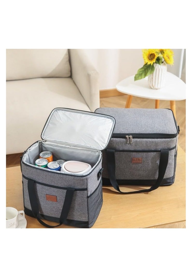 Cooler Bag, Insulated Bag, Portable Thermal Bag Tote Bag For Picnic Travel, Insulated Lunch Bag with Shoulder Strap for Adults Women Men, Waterproof Leakproof Bento Bag for Office School (15L)