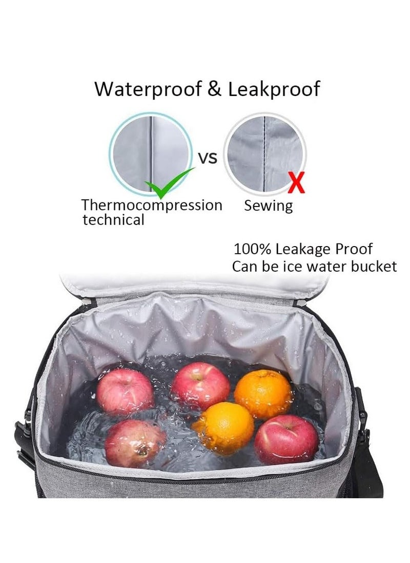 Cooler Bag, Insulated Bag, Portable Thermal Bag Tote Bag For Picnic Travel, Insulated Lunch Bag with Shoulder Strap for Adults Women Men, Waterproof Leakproof Bento Bag for Office School (15L)